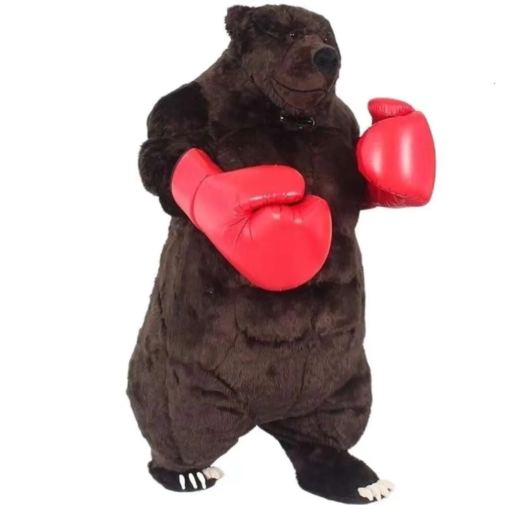 Costumes de mascotte 2m énorme costume d'ours de boxe Iatable adulte complet portable mascotte marche sauter costume scène porter carnaval robe divertissement