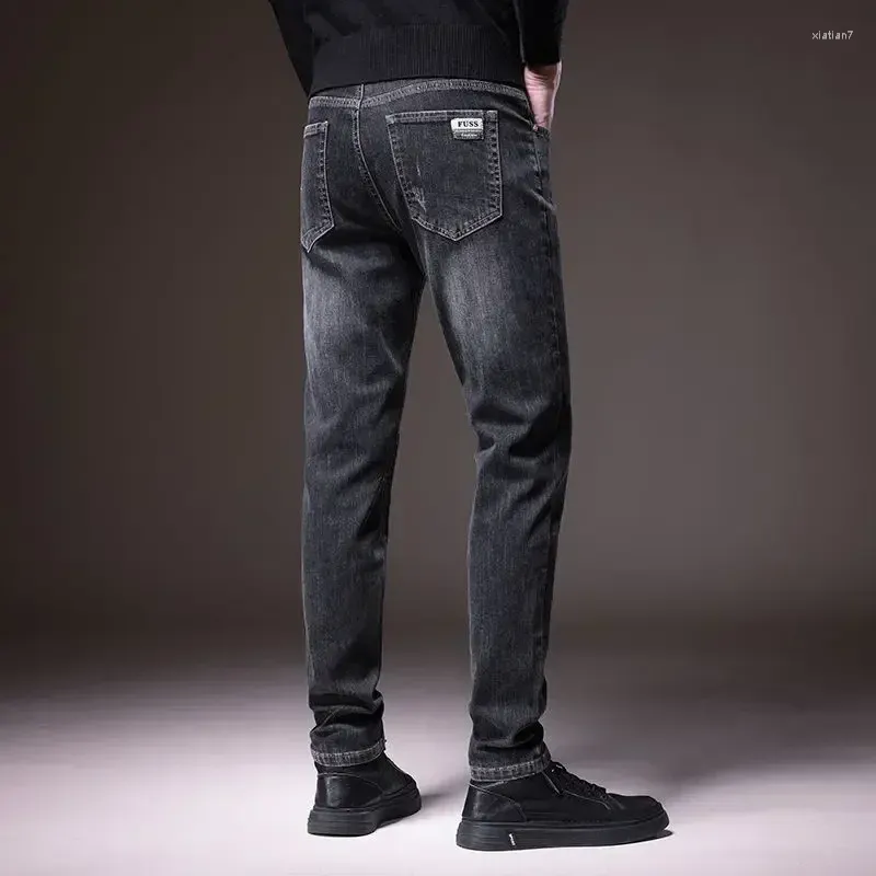 Herren Jeans Hose abgeschnitten enges Rohr für Männer elastische Stretch männliche Cowboy-Hosen dünne Arbeitskleidung Slim Fit Denim 2024 koreanischer Herbst