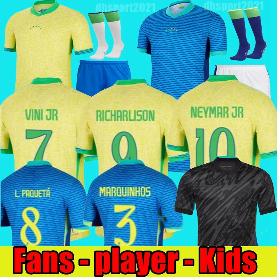 2024 Casemiro Jezus Brazils koszulki piłkarskie Richarlison Camiseta Raphinha Paqueta Vini Jr Rodrygo Brasil Maillots Football Shirt Men Kids Mundur Fan Player