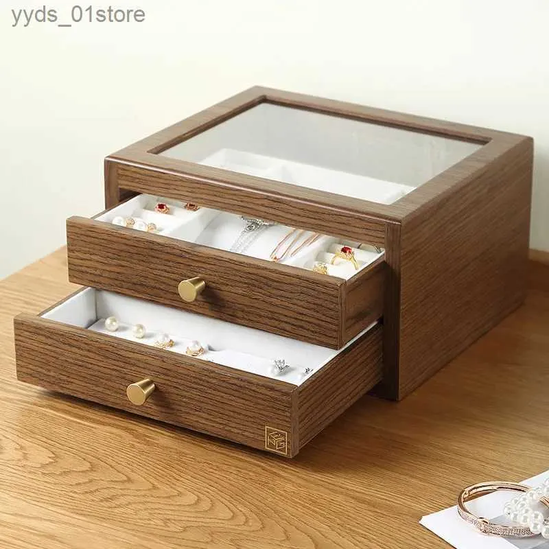 Jewelry Boxes SmartOrganizer wood Jewelry Storage Box for Womens NecklaceEarringsRings Organizer Wedding Gift Storage Box for L240323