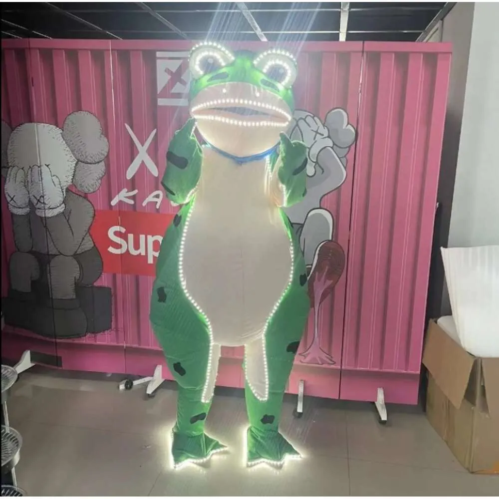 Trajes de mascote nova chegada terno de explosão light-up brilhante itable sapo roupas festa de halloween adereços crianças presente