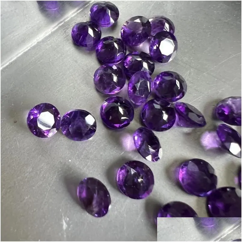 Loose Diamonds 6Mm Dark Purple Amethyst Natural Round Cut Gemstones Stock Stone For Sale Drop Delivery Jewelry Otsil