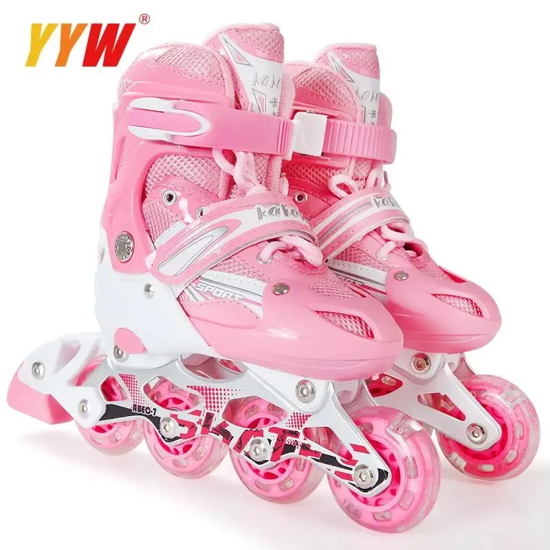 Skor inline barns rullskridskor pvc hjul barn flickor pojkar justerbara skridskor hjul skor blå utomhus fitness sneakers rullar