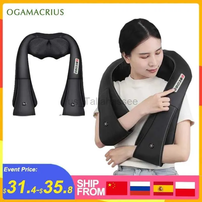 Oreillers de massage Ogamacrius Châles de massage Cou Épaule Jambe Pétrissage électrique sain Adaptateur de voiture pour tout le corps Masseur de relaxation Shiatsu 240322