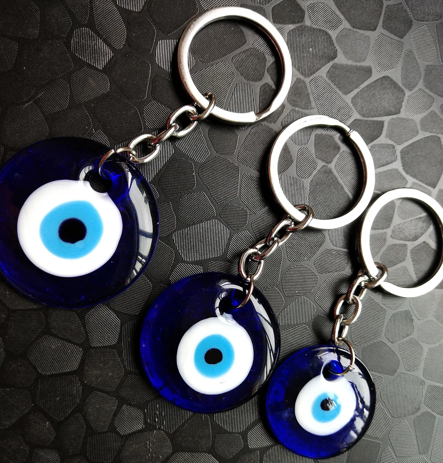 Taille 25MM 30MM 35MM 40MM personnalisé émaillé bleu mauvais œil porte-clés pendentif mode turc yeux du diable porte-clés cadeau accessoires