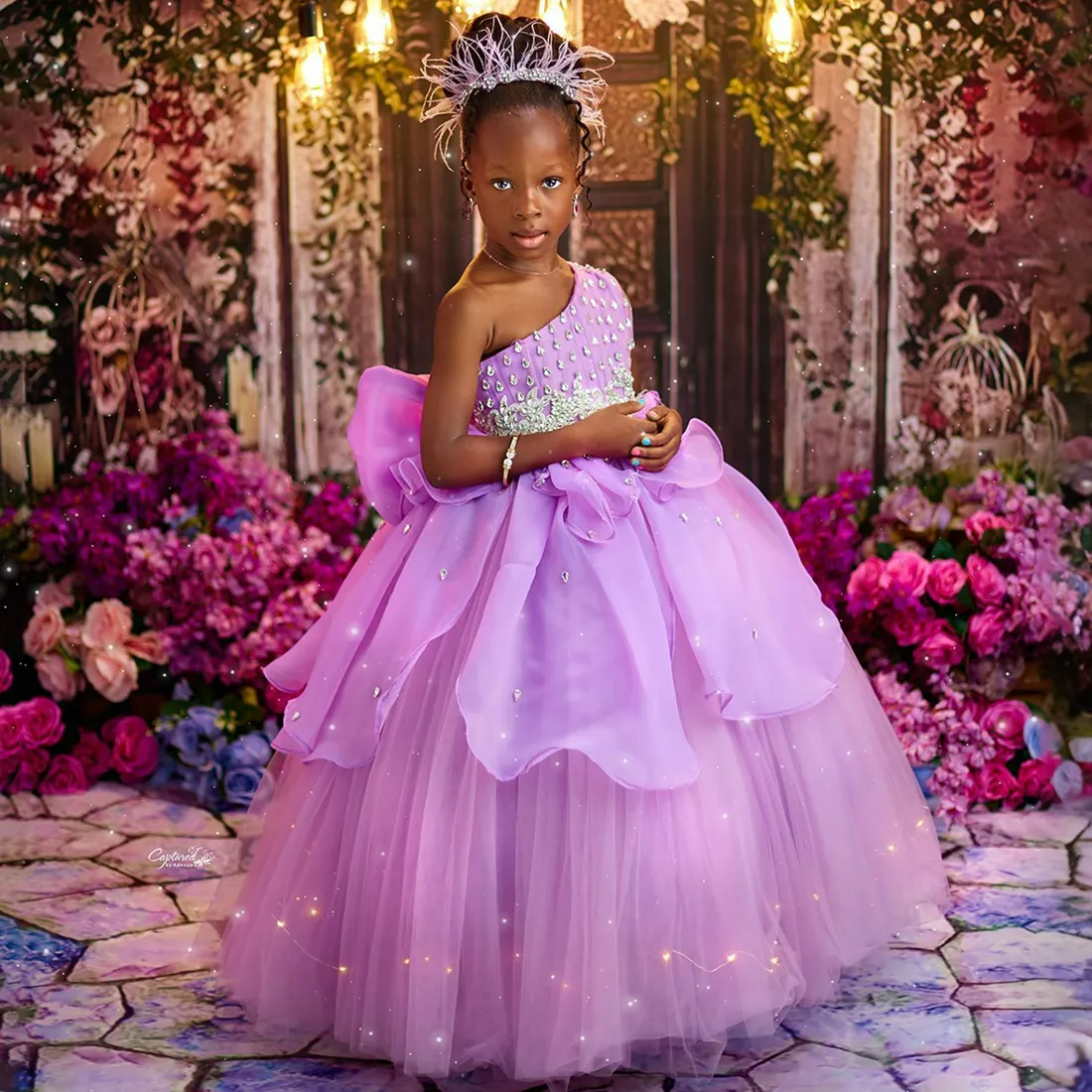 purple flower girl dresses toddler Purple Flower Girl Dress Toddler One Shoulder Rhinestones Beads Tulle  Floor-Length Gown for Communion Birthday from Dhgate Flower Girls' Dresses