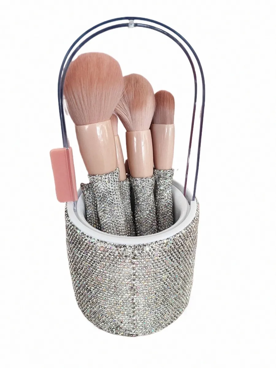 Ensemble de seau de pinceaux de maquillage incrustés de diamants, autocollants, perceuse, ensemble de 8 pièces, outil de maquillage complet, seau de poudre libre, pinceau d'ombre à paupières I0fQ #