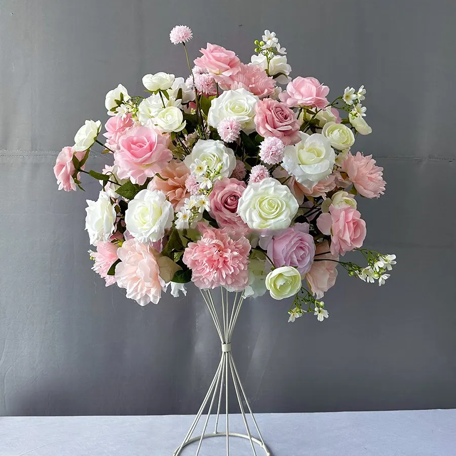 No the stand)60cm diameter Decorative Flower Ball Wedding Table Centerpieces Arrangement Artificial Flower Ball