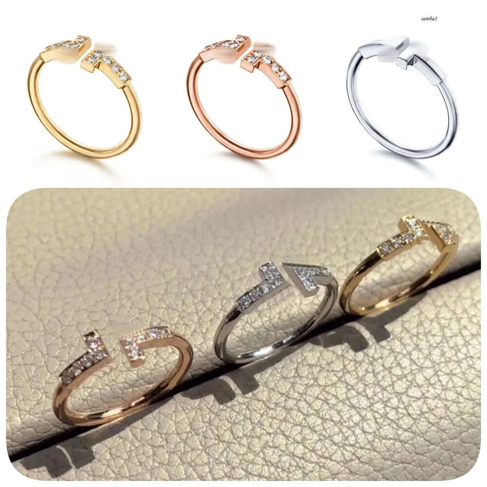 Designer duplo t mulheres anéis de diamante tendência anel s sterling sier moda clássico jóias casal estilos aniversário amantes do casamento presentes