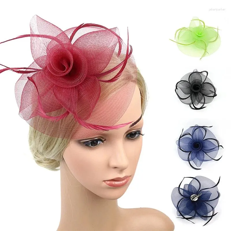 Hair Clips Fashion Handmade Lady Women Feather Headdress Party Prom Bridal Clip Headwear Lace Mini Hat Wedding Accessories