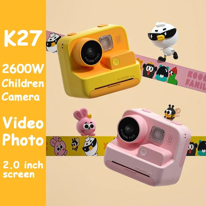 Appareil photo instantané pour enfants, impression 20 1080P, vidéo Po numérique avec papier thermique, jouets cadeaux d'anniversaire pour enfants, 240314