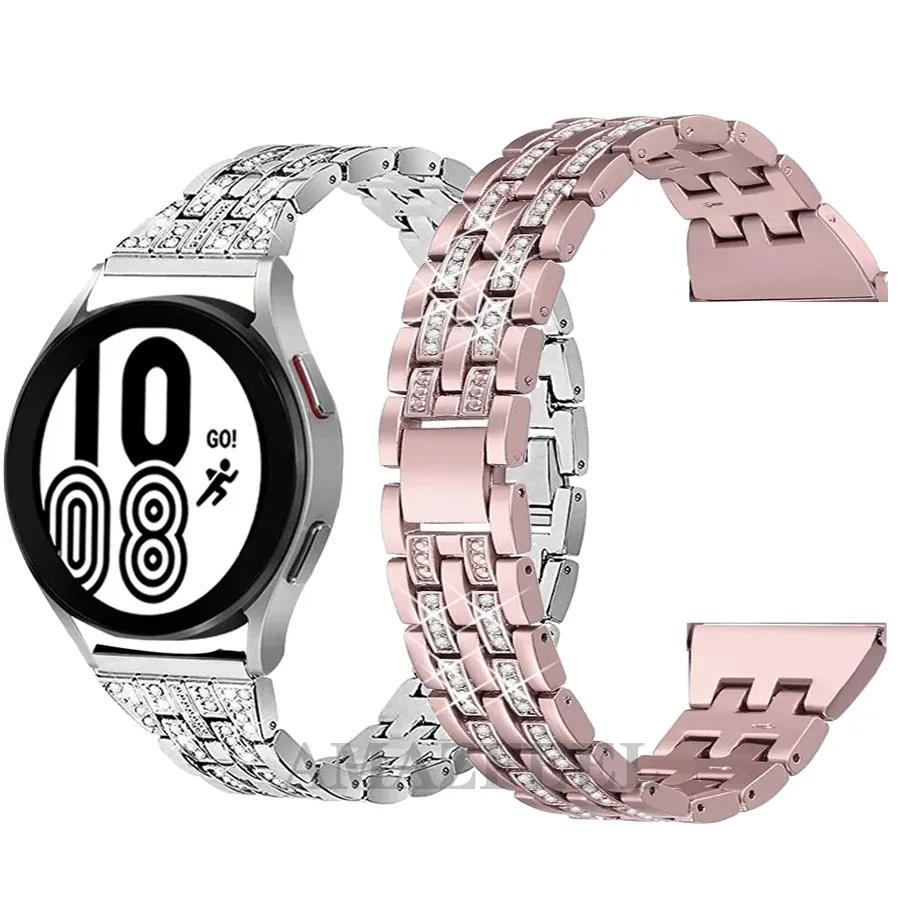 Accessori Cinturino per orologio con diamanti per Samsung Galaxy Watch 4/5/6 40MM 44 46 42MM Cinturino per cinturino in metallo Active 2 Gear S3 per Galaxy Watch 6 44mm