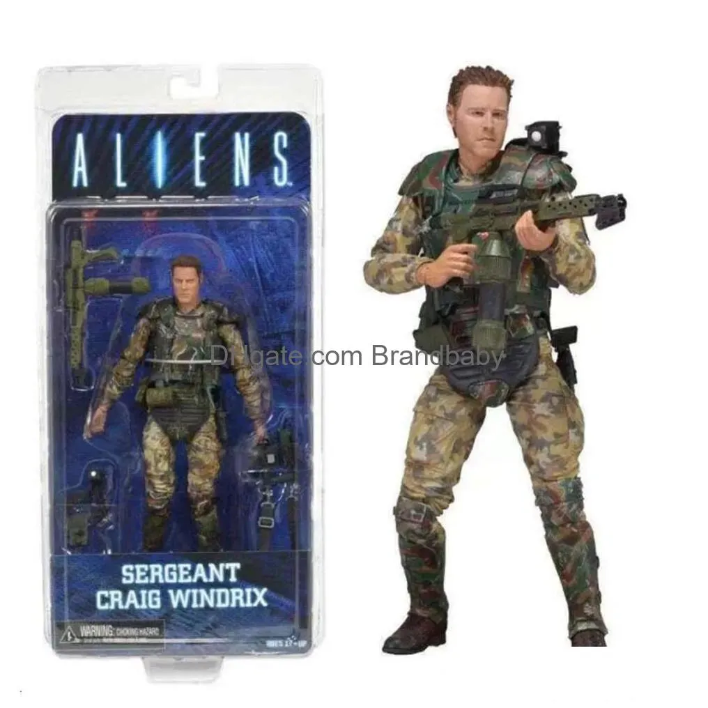 Novelty Games Mascot Costumes Aliens Vs Predator Sergeant Craig Windrix Xenomorph Warrior Pvc Action Figure Model Toys Joint Movable D Dhcrt