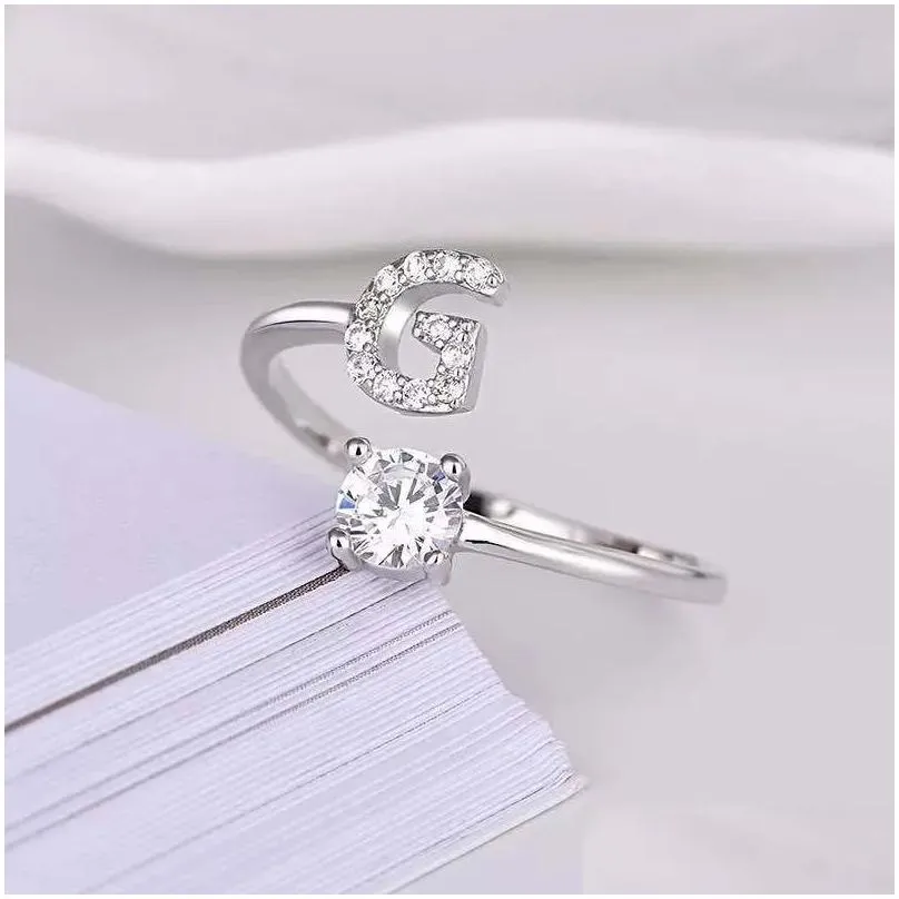 Band Rings 26 English Letter Open Finger A-Z Initialer Namn Alfabet Kvinnliga Creative Ring Fashion Party Jewel Gifts Drop Delivery Dhn8g