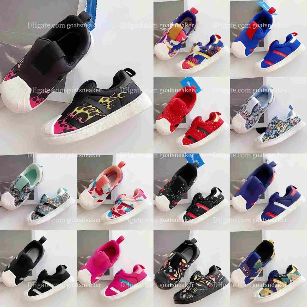 Kinder-Sneaker Superstar, Laufschuhe, lässig, Jungen, Mädchen, Kinder, Schwarz, Weiß, Outdoor-Schuh, Muschelkopf, Slip-on-Clogs, Trainer, Kinder, Jugend, Kleinkind, Sport, klassischer Sneaker