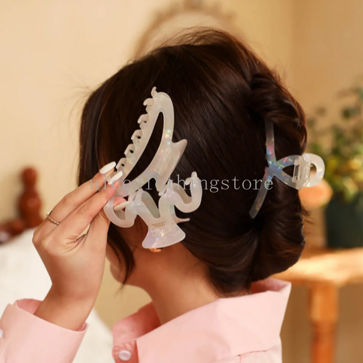 Nieuwe Koreaanse stijl witte acetaat haarklauwen krab vrouwelijke vintage elegante zeemeermin kleur grote haai clip klem haaraccessoires cadeau