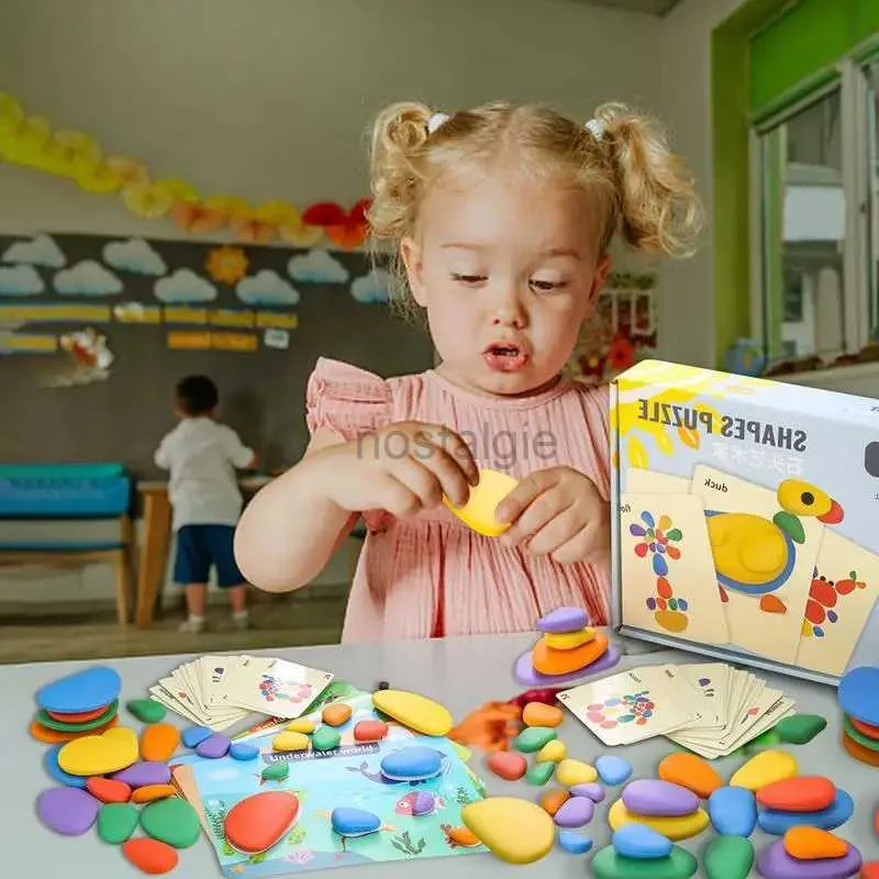Sortieren von Niststapel -Spielzeug Montessori Regenbogen transparent Kieselkinder -Bildung Spielzeug Plastikspiel 24323