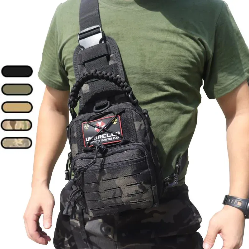 Çantalar Çok Fonksiyonlu Omuz Çantası Erkekler Askeri Taktik Göğüs Sling Backpack Molle Açık Seyahat Yürüyüşü Av Tabancası Taban Torbası