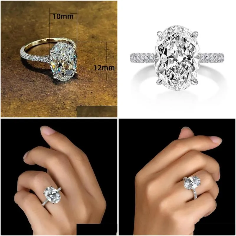 Bagues Vintage ovale coupe 4Ct laboratoire diamant promesse bague de fiançailles pour femmes bijoux livraison directe Dhhfr