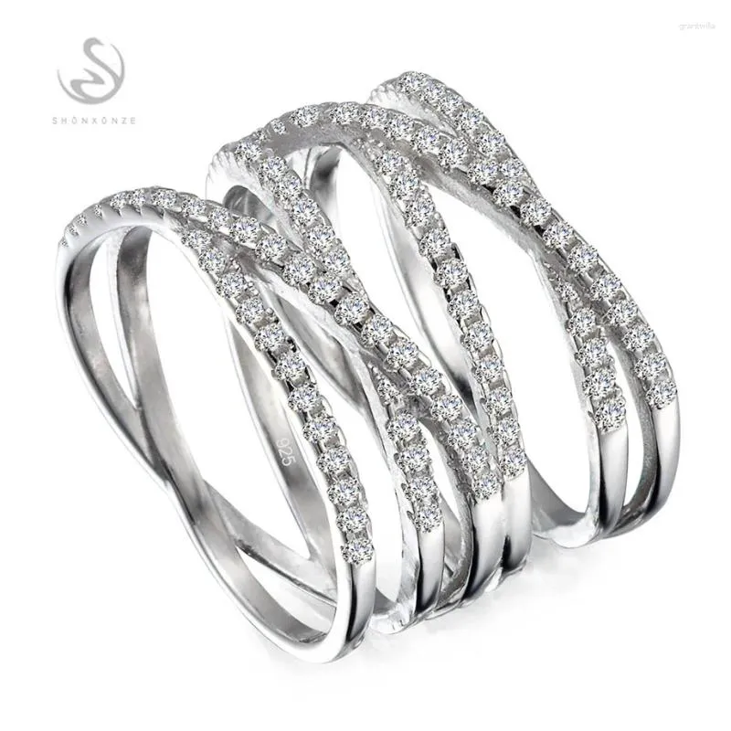Met zijstenen Eulonvan Fashion Charm Bruiloft 925 Sterling zilveren sieraden Ringen voor mannen en vrouwen 2024 Witte Zirkonia S-3787 Maat 6