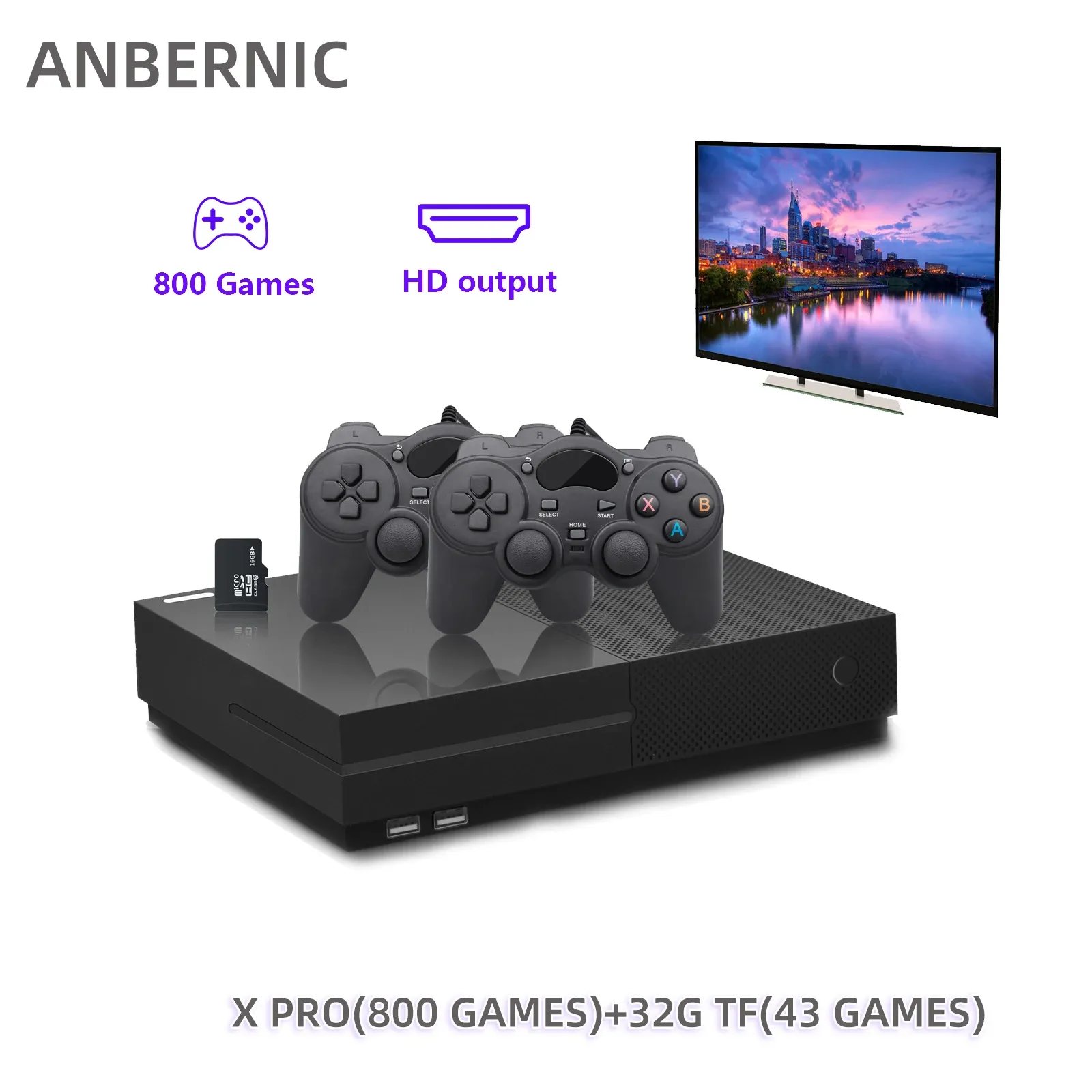 Consoles ANBERNIC XPRO Video Game Console 64Bit TV HDMIcompatible 800 Family Game X Pro Retro Video Game Player 32G TF 43 Games