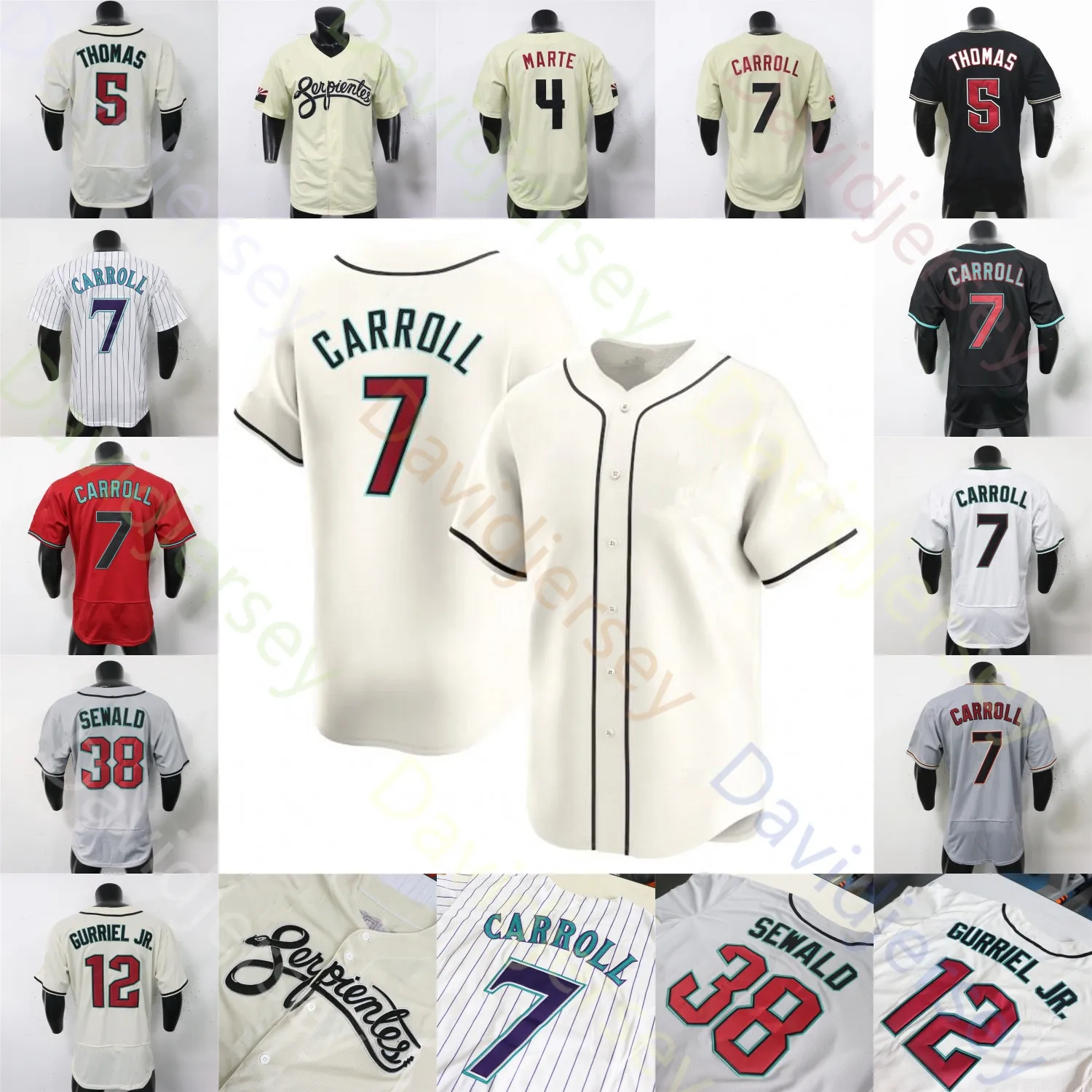 Maillot Corbin Carroll Alek Thomas Ketel Marte Zac Gallen Paul Sewald Randy Johnson Merrill Kelly Gurriel Jr. Gabriel Moreno Montgomery McCarthy Grichuk Smith