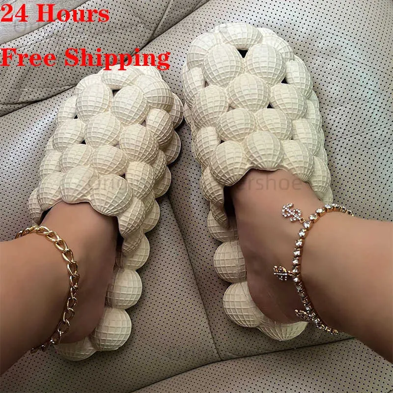 Slippels Dames Bubble Slides Diy Beach Men Women Bubble Sandalen 2022 Zomerhuisschoenen Platform Bubble Ball Slippers Men Big Size 48 T240323