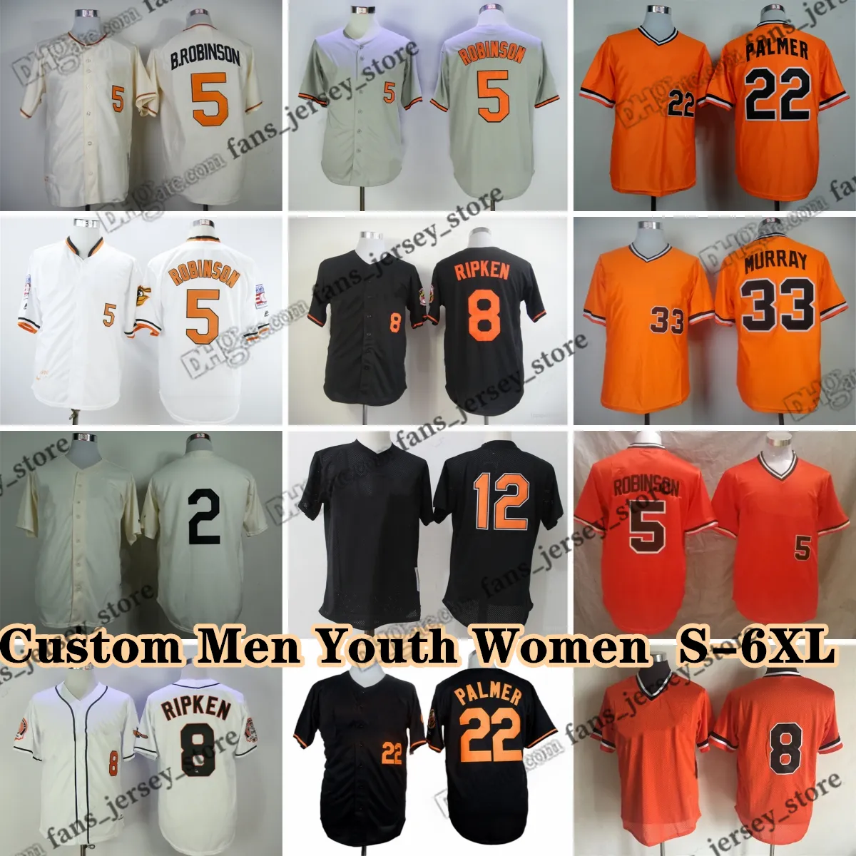 Custom S-6XL Retro Baseball 8 Cal Ripken 1983 Jersey 2 Jj Hardy 1954 25 Rafael Palmeiro 1998 5 Brooks Robinson15 Hoyt Wilhelm 1960 17 Bj Surhoff 2000 6 Jonathan Schoop