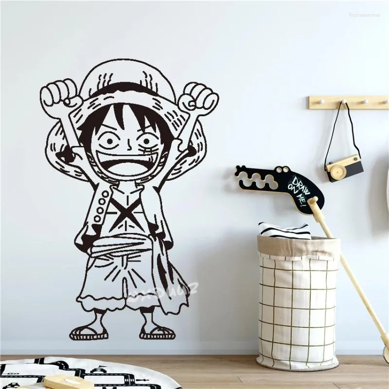 Adesivos de Parede Personagem de Anime Japonês Macaco de Uma Peça.D. Luffy Quarto Infantil Família Jardim de Infância Art Decoração Adesivo B2