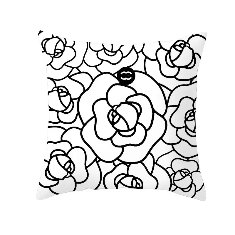 Gros Quatily Oreiller Designer Coussins Noir et Blanc Coussin Lettre Logo Coloré Carré Maison Taie d'oreiller Canapé Décoration Pad 45 x 45 cm blanc