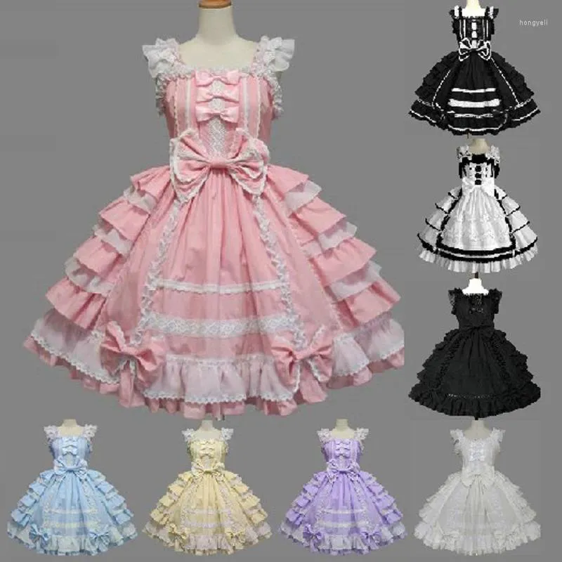 Casual Kleider Frauen Lolita Mittelalter Gothic Baumwollkleid Chiffon Spitze Sommer Ballkleid Halloween Prinzessin Cosplay Kostüme Mädchen Party