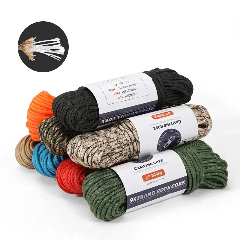 Paracord Outdoor 31M Corda da paracadutista in nylon Corda da campeggio di emergenza Paracadutista Corda da vento Corda da tenda Corda da paracadute ispessita da 4 mm