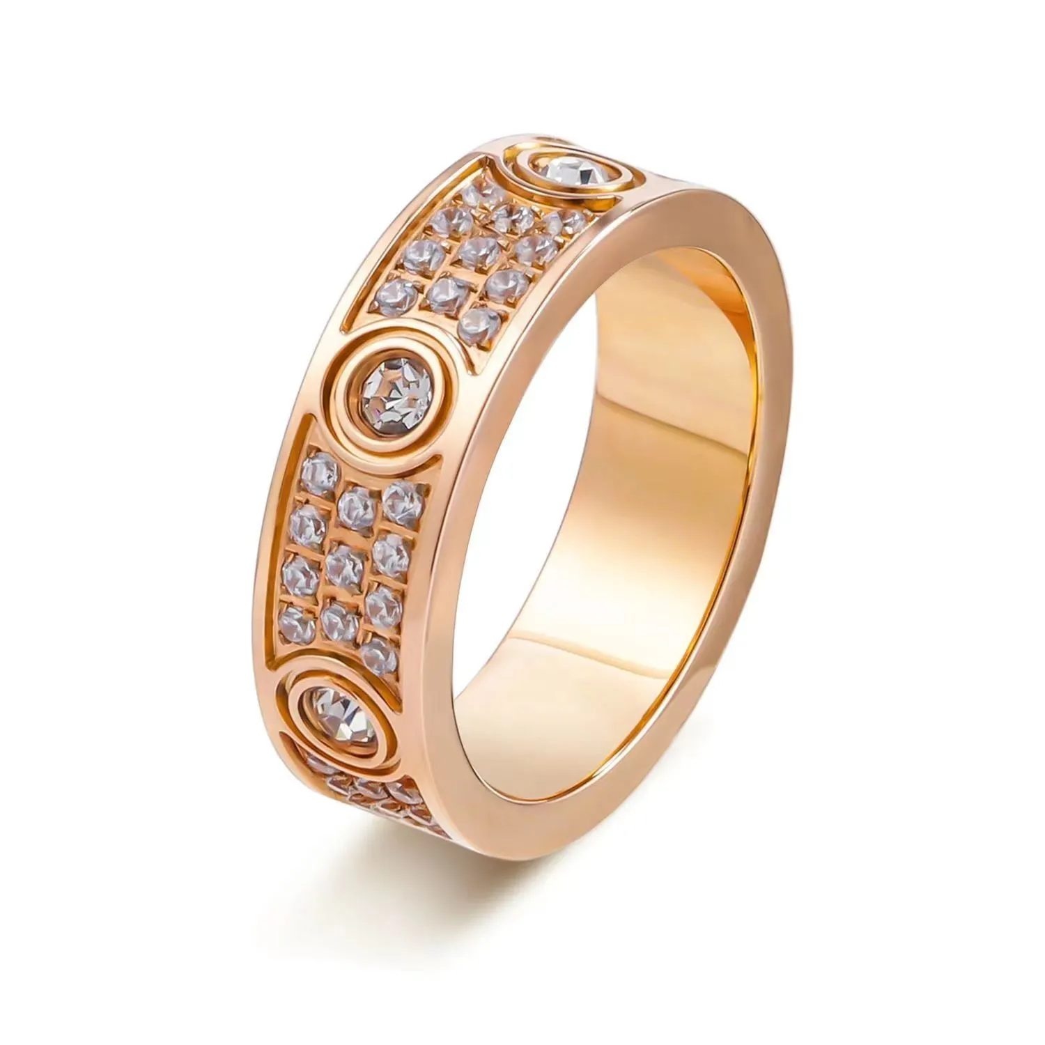 Ringdesigner Liebesring- und Damen Edelstahl Diamantring Party Klassischer Schmuck 18K Gold und Silber Rose niemals verblassen keine Allergiegröße verfügbar