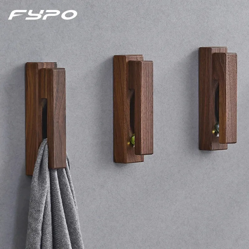 Towel Hook Bathroom Robe Kitchen Rag Storage Rack Punchfree Wooden Clothes Coat Home Accessories 240319