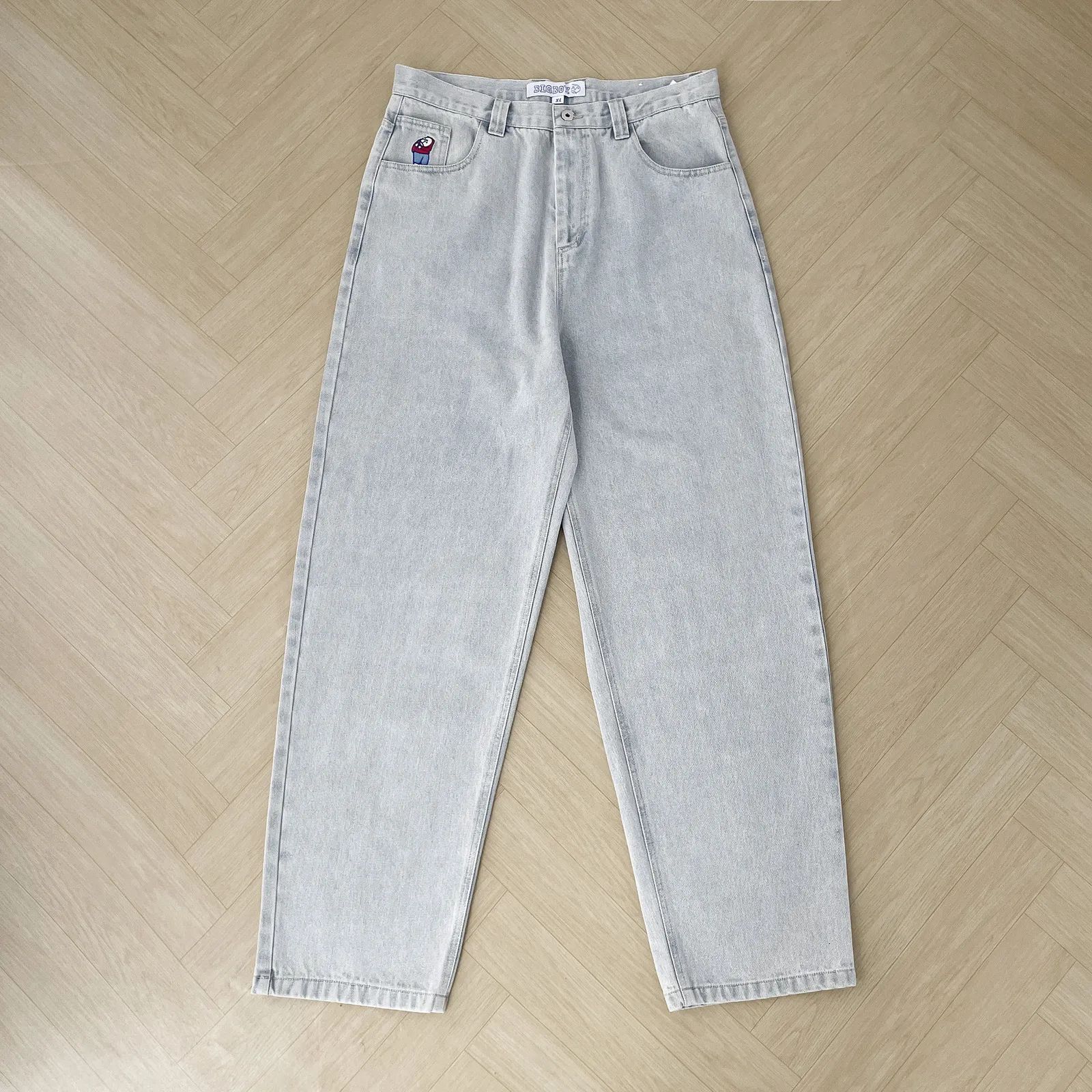 Y2K grand Baggy garçon jean pour hommes Streetwear broderie Denim loisirs pantalon femmes Mujer 240313