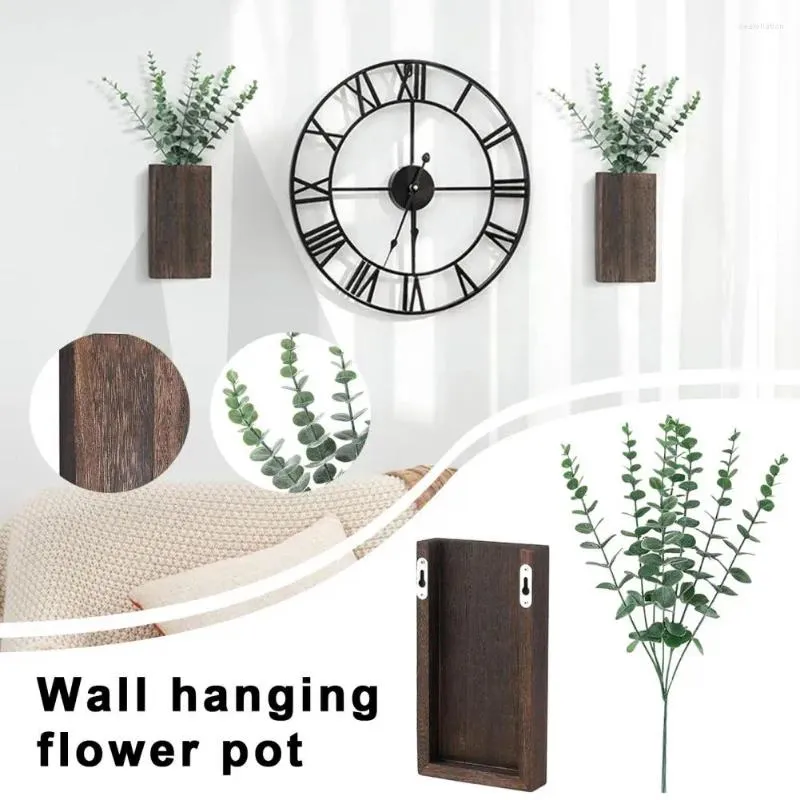 Vases Room Flower Pot Rustic Wooden Wall Planter For Farmhouse Decor Bedroom Office Greenery Plants Dried Flowers Vase