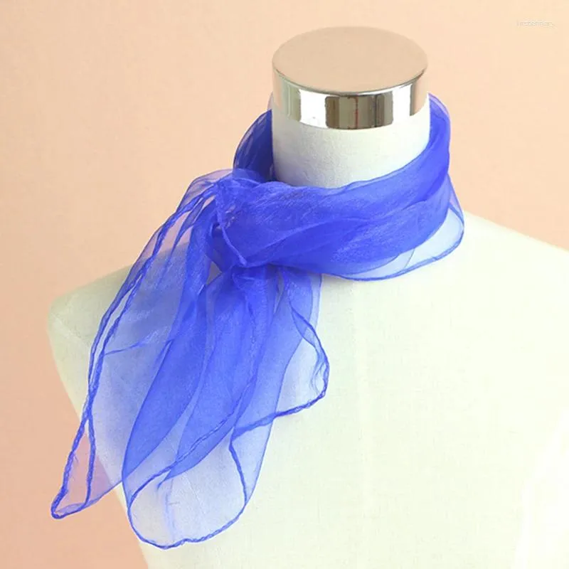 Foulards Foulards en mousseline de soie de couleur unie Foulard carré transparent mince col en soie châle scène performance crème solaire