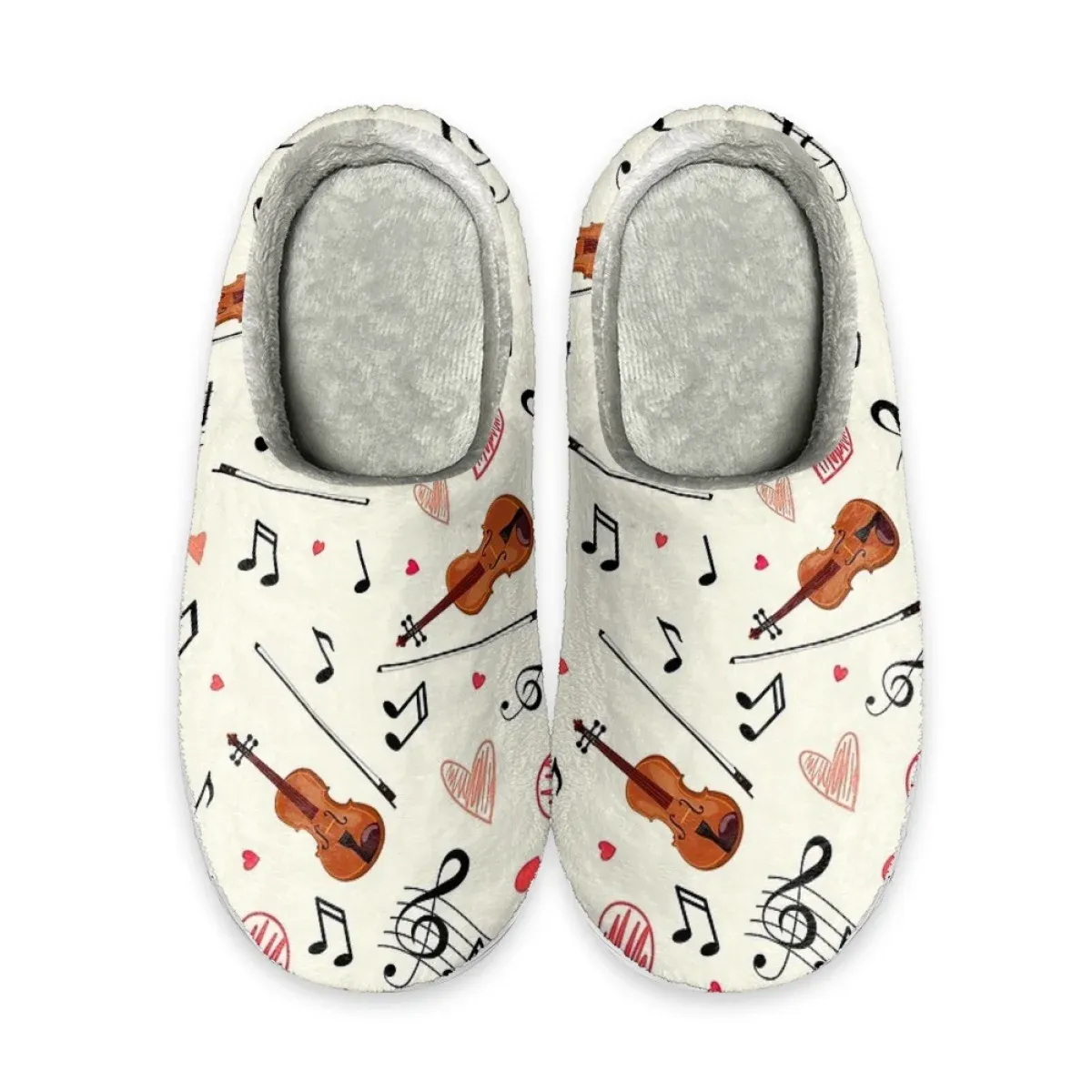 Slippers Beliodome Violin Design WomenS Home Cotton Memory Foam Slippers Indoor Slip On Shoes Lightweight Bedroom Slipper Rubber Sole