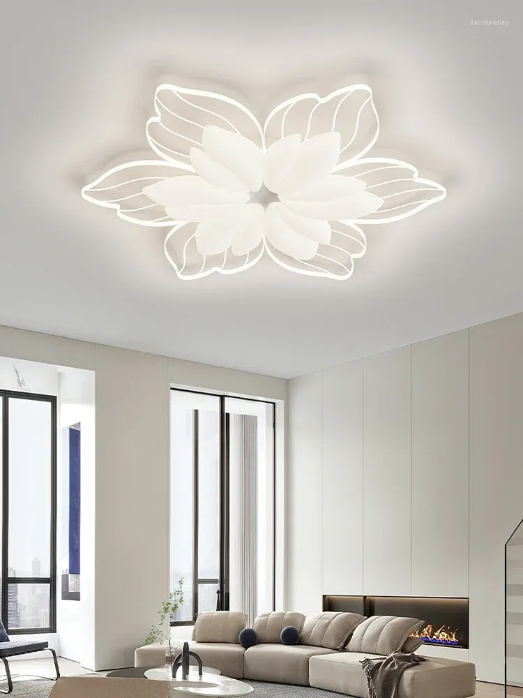 Люстры, современная светодиодная люстра в форме цветка, белый потолочный светильник для спальни, гостиной, детский декор, умное освещение