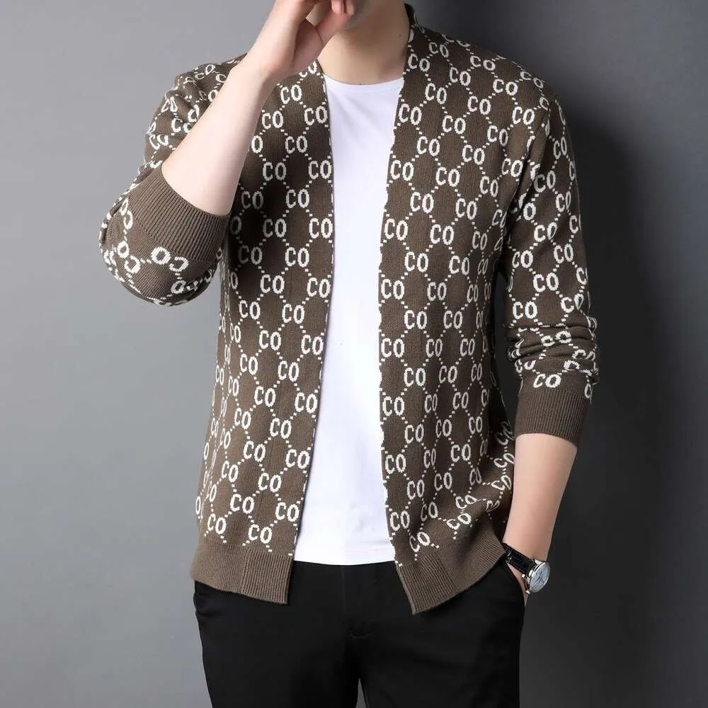 Tiktok Autumn New Style Cardigan Business Youth Thin Men's Stick Coat tröja