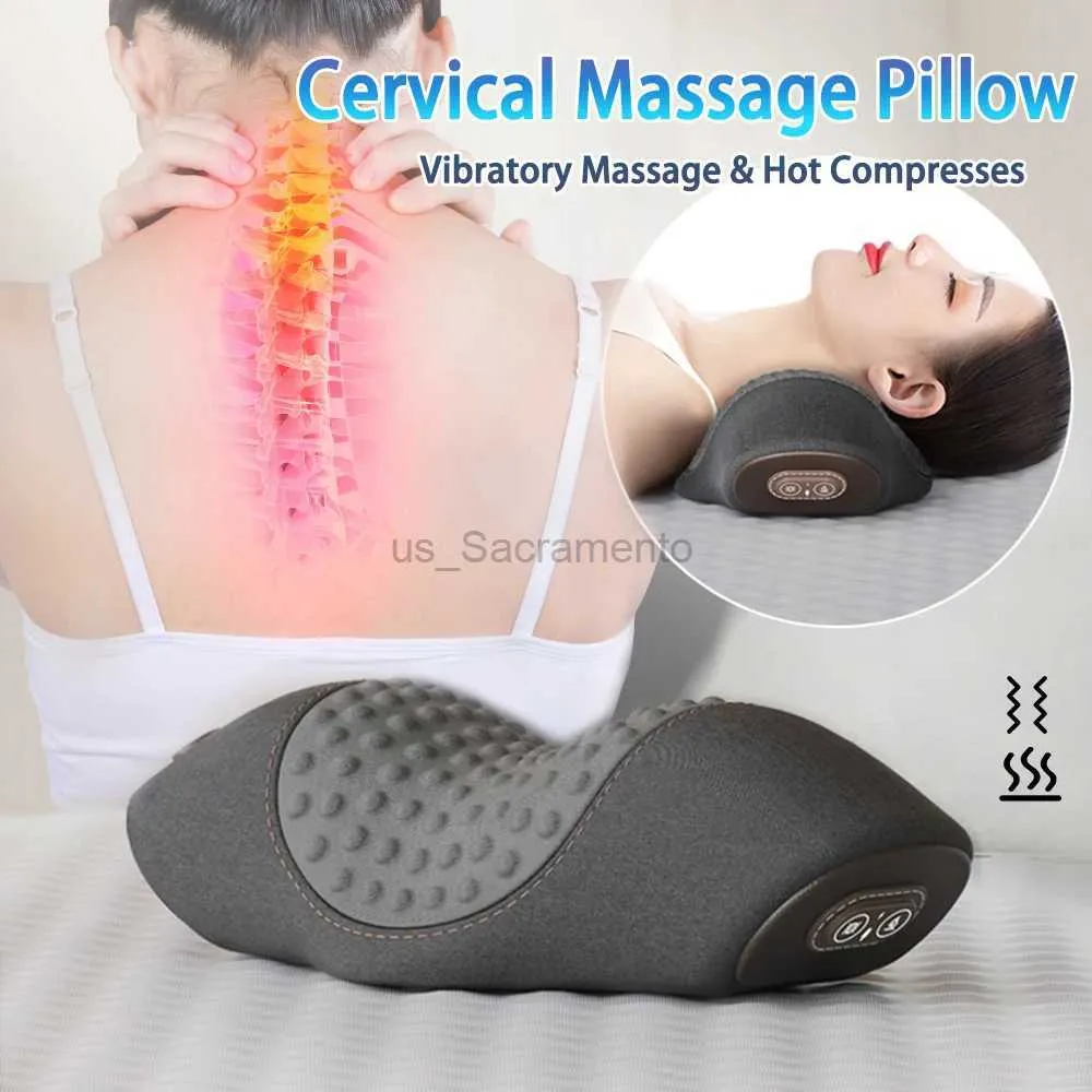 Masajeador de cuello Pillowws Almohada de masaje eléctrico Masajeador cervical Dispositivo de tracción espinal Hombro Cuello Masaje Almohada Vibración Compresa caliente Cuidado de la salud 240323