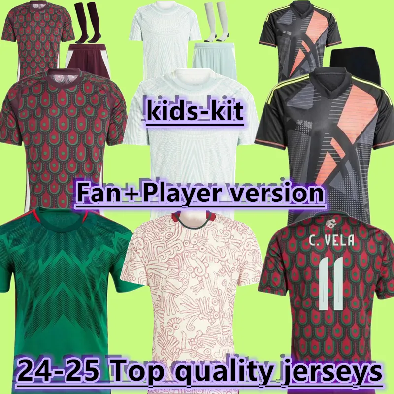 2024 Mexico Chicharito Soccer Jerseys 24 25 National Team fans Player Version Gimenez Lozano A. Guardado Home Away Training Wear R. Jimenez Men Kids Football Shirt