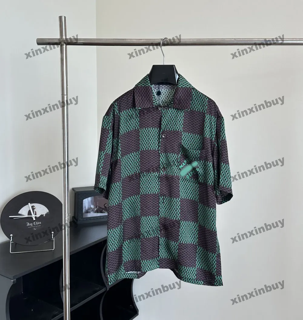 Xinxinbuy Men Designer Tee T Shirt 2024 Włochy Chessboard Grid Letter Printing Sets Bawełna Kobiety z długich rękawów Kobiety szary czarny niebieski zielony s-2xl