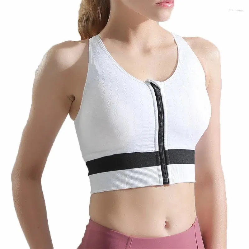 Roupa de ioga com zíper frontal de alta absorção Sutiã esportivo para mulheres correndo academia fitness crop top bralette estilo tanque