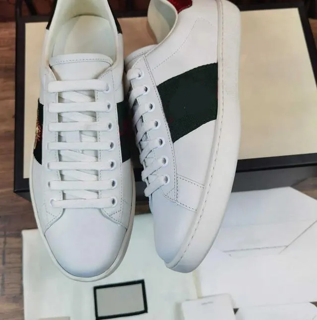 Ace Sneakers designer Bee Low Casual Shoe Sports Trainers Snake Tiger Bordado Branco Listras Verdes Jogging Mulher Maravilhoso Zapato Ryhton Screener Board