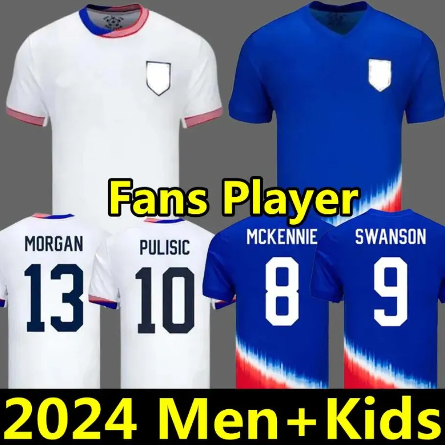 S-4XL USA Soccer Jerseys 2024 Copa America Woman Kids Kit 24 25 Home Away Football Shirts Men Player Version PULISIC SMITH MORGAN BALOGUN MUSAH McKENNIE ADAMS