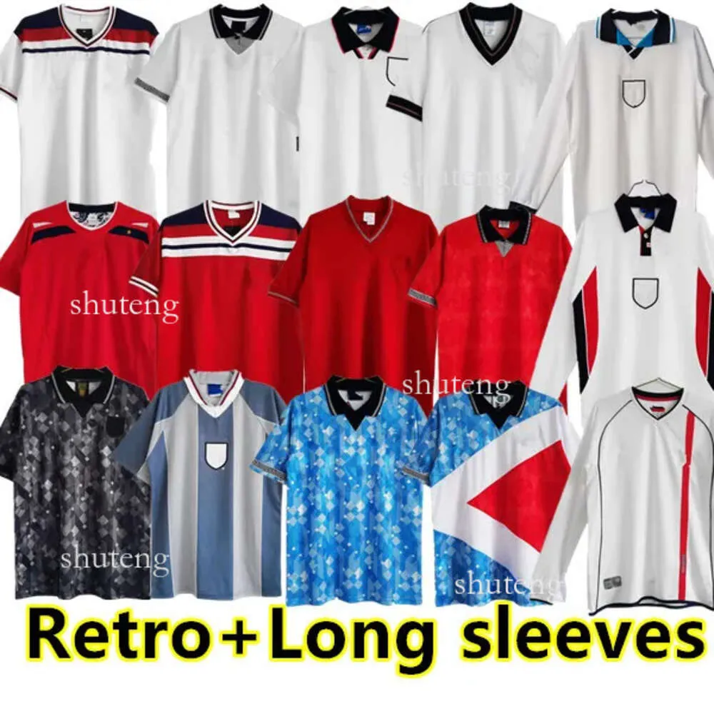 Engeland Rero-voetbalshirt 2001 02 03 1994 95 1996 Shearer Beckham 1998 Gerrard Scholes Owen 08 10 Heskey 82 84 87 1990 Gascoigne Vinage Classic Fooball 29