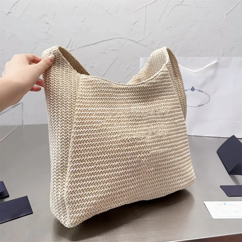 Designer simples e versátil bolsa de um ombro carta bordada mulheres compras axilas sacos tecido casual grande capacidade tote balde sacos de praia