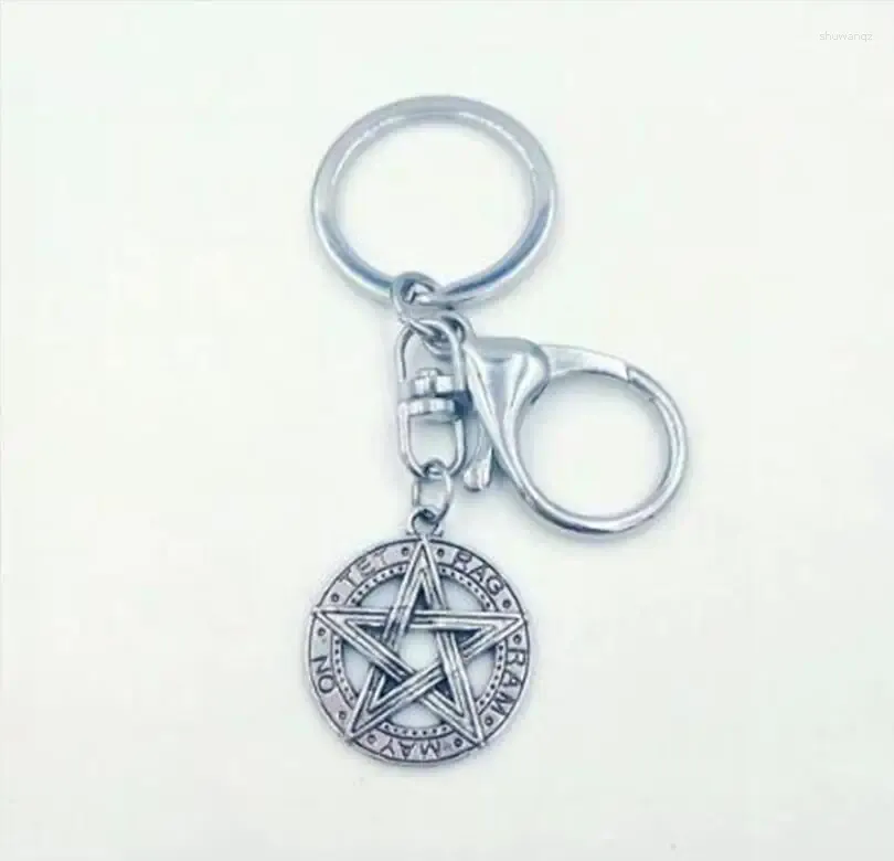 Keychains 1 Pcs Pentagram Pentacle Charm Keychain For Keys Bags Accessories Supernatural Wicca Key Chains Keyrings Decoration Gifts