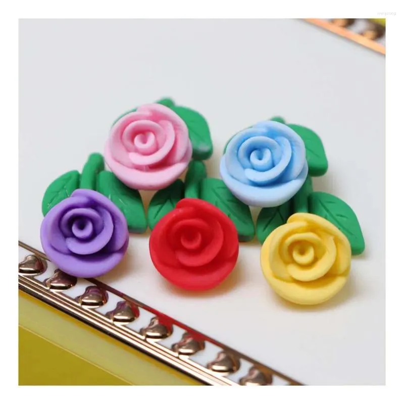 Dekorativa blommor 20/50/100st mini Kawaii Flat Back Harts Rose Flower Flatback Beads Diy Hair Pannband Decoration Smyckesfynd